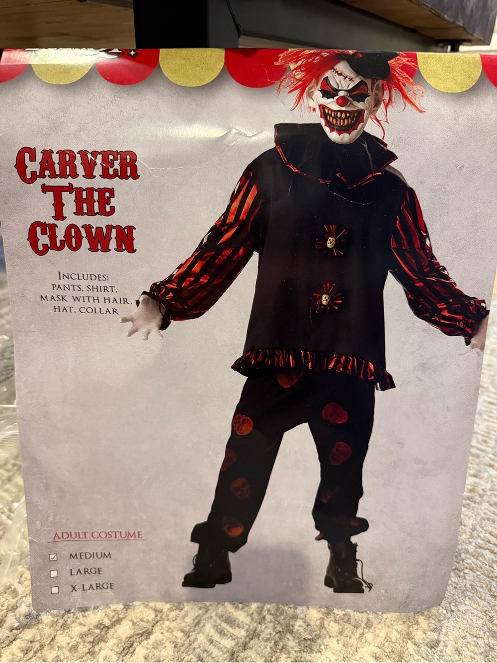 Adult Costume - Carver the Clown Black and Red